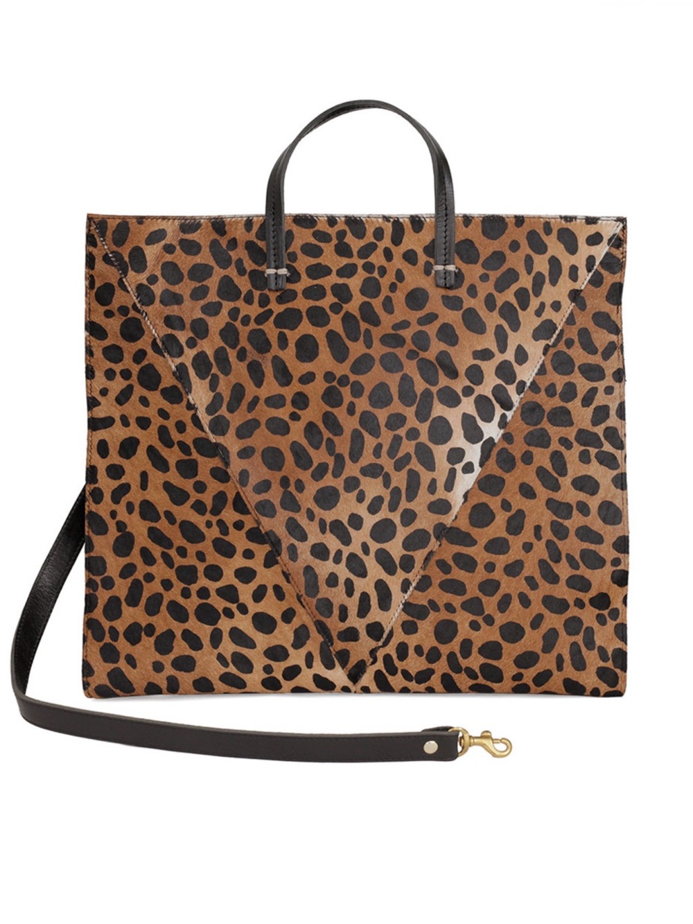 Clare V. Genuine Pony Hair & Leather Leopard Print Tote w/ Removable Strap